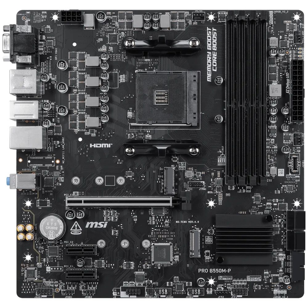 Материнская плата MSI PRO B550M-P B550, AM4, 4*DDR4, 1*PCIEx16, 2xPCIEx1, 2*M.2, 6*USB3.2 Gen1, 6*USB2.0, 4*SATA3, 1G, VGA, DP, HDMI, M-ATX, RTL — изображение 2