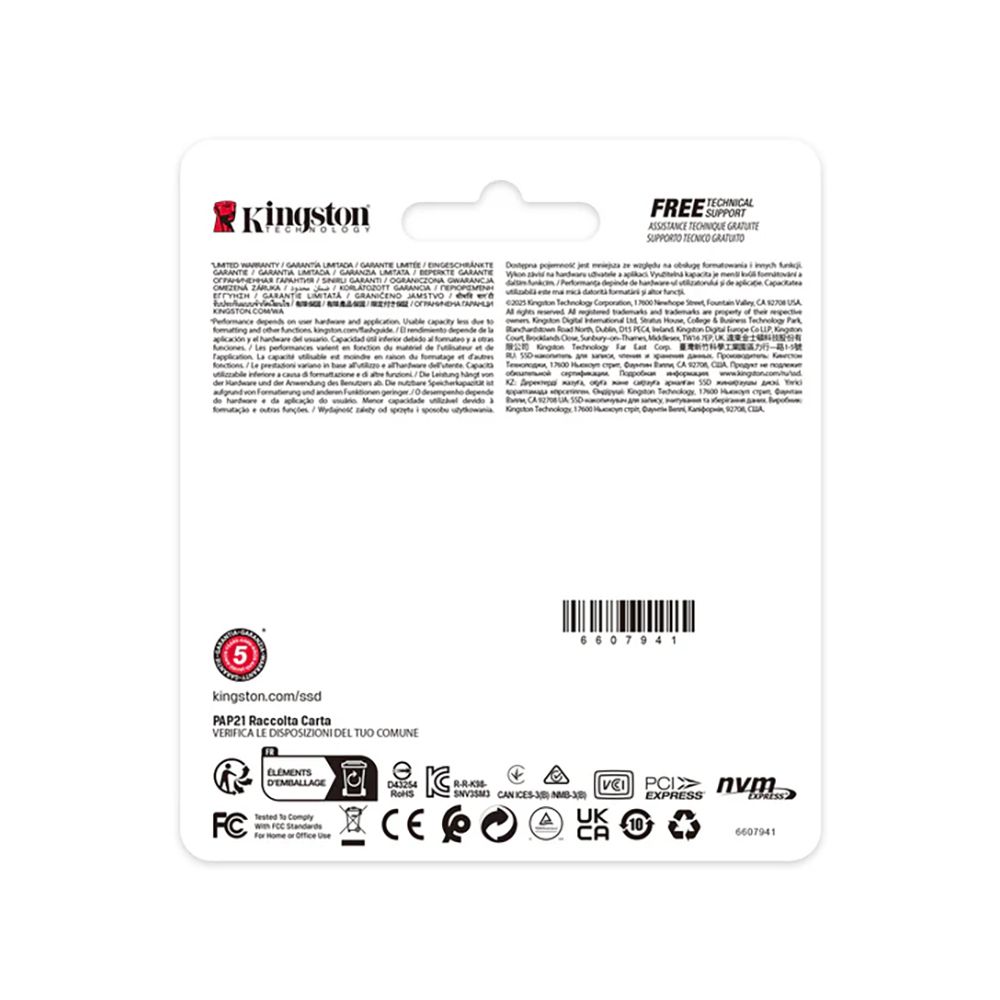 Твердотельный накопитель SSD Kingston NV3 SNV3SM3/500G 500GB, M.2 2230, PCIe 4.0 x4, NVMe, M.2 — изображение 5