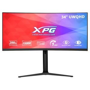 Монитор 34" XPG RIFT R34WXC  Black (VA (Curved), 3440x1440, 21:9, 8bits, 200Hz, 350cd/m, 1ms, 4000:1, 2хHDMI2.0, 2хDP1.4, HAS, Vesa 75х75 )