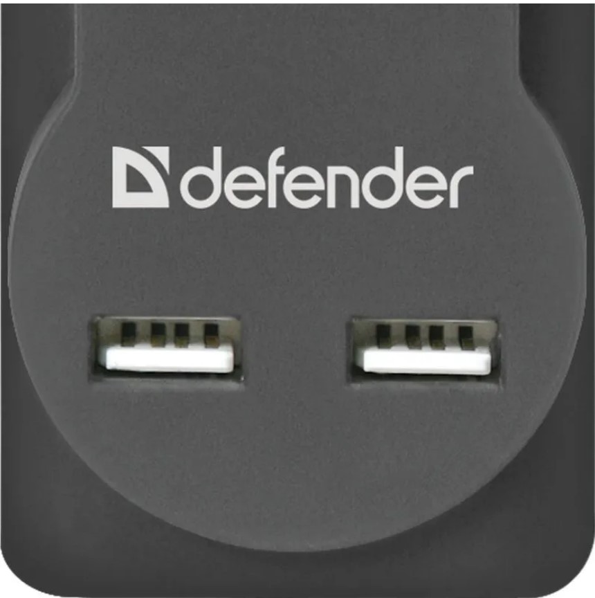 Сетевой фильтр DFS 755 5М 5 розеток 10А 2хUSB черный 99755 DEFENDER — изображение 5