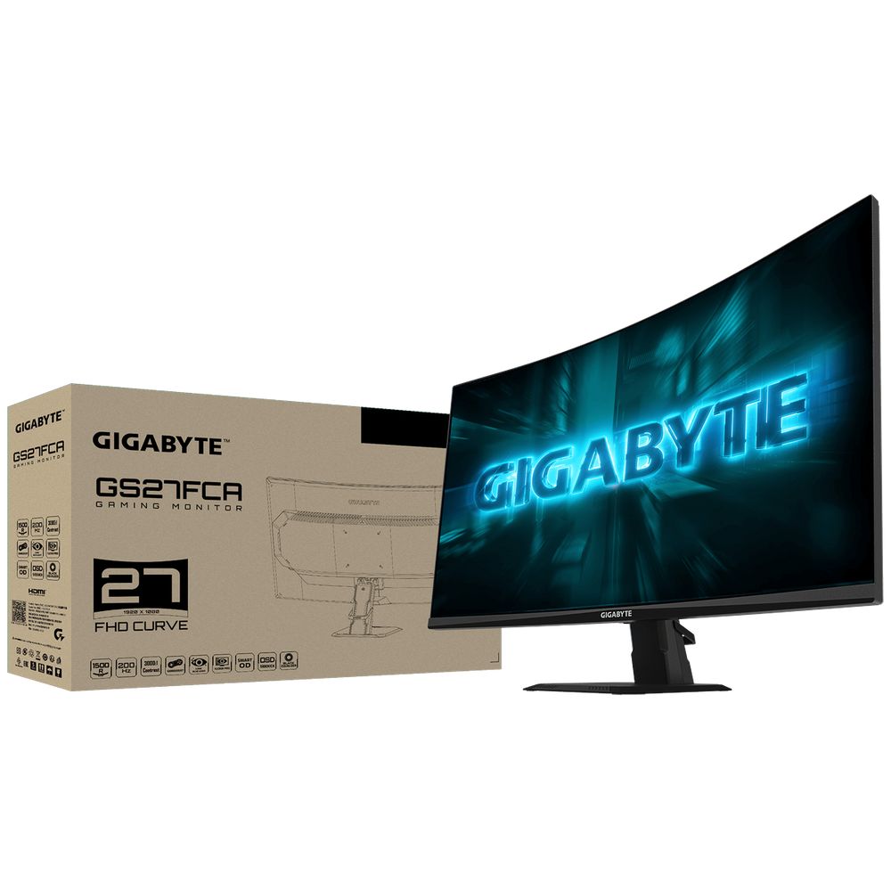 Монитор 27" Gigabyte GS27FCA EK Black 27" VA, Curved, 1920x1080, 200Hz, 8bit, 1ms, 250cd/m, 3000:1, 2xHDMI-2.0, DP-1.4, Vesa100) — изображение 7