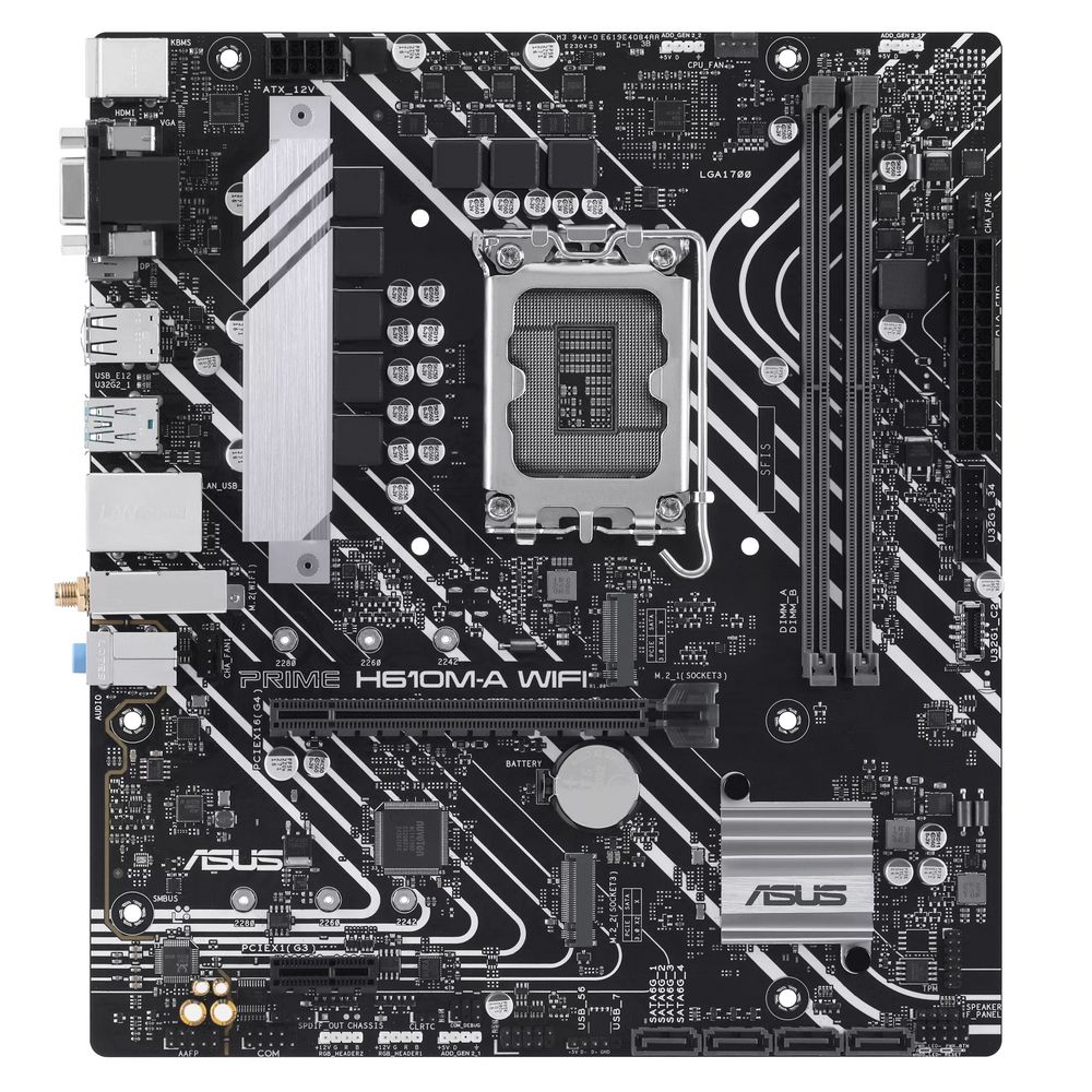 Материнская плата ASUS PRIME H610M-A WIFI LGA1700 mATX 2xDDR5 PCIEx16 PCIEx1 2xM.2 DP HDMI VGA GLAN Wi-Fi 5 — изображение 2