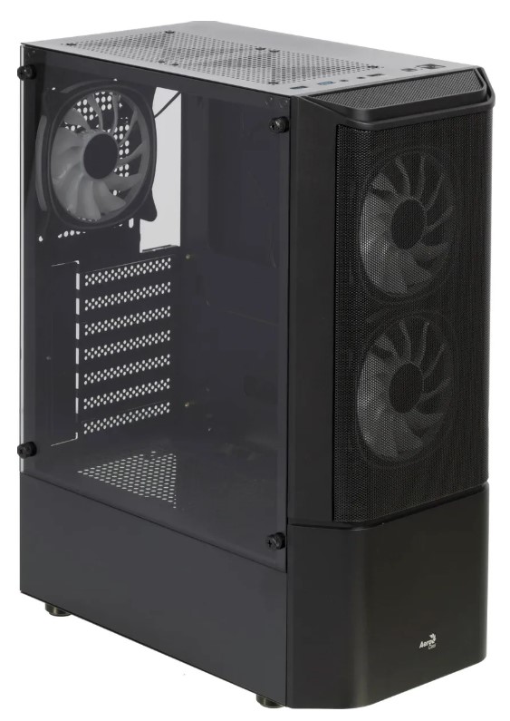 Корпус MIDITOWER ATX,micro ATX,mini-ITX W/PSU 7x12cm Fan(1 предустановлен) черный с окном Quantum-G-BK-v2 4710562758511 AEROCOOL — изображение 5