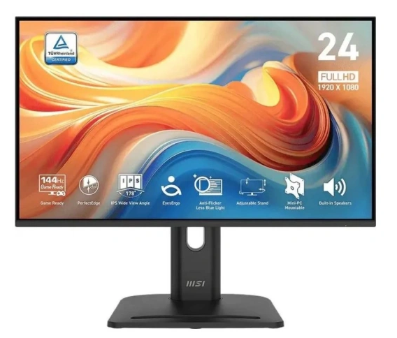 Монитор MSI 23,8" PRO MP245PG E14, 16:9, IPS, FHD, 1ms, 300cd, 144Hz, VGA, HDMI, DP, SPK, HAS — изображение 3