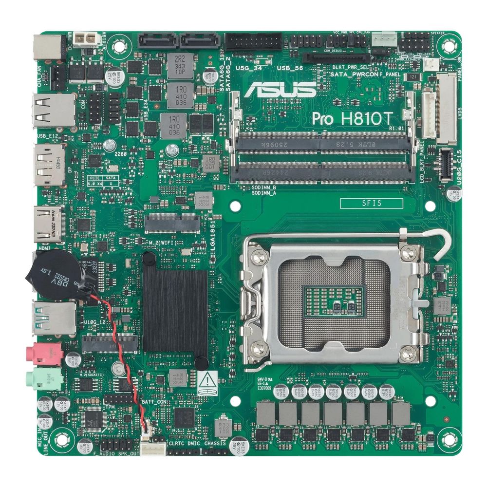 Материнская плата ASUS PRO H810T-CSM LGA1851 mini-ITX 2xDDR5 M.2 DP HDMI GLAN — изображение 2
