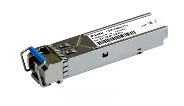 Трансивер WDM SFP-трансивер с 1 портом 1000Base-BX-U (Tx:1310 нм, Rx:1550 нм) для одномодового оптического кабеля (до 10 км)