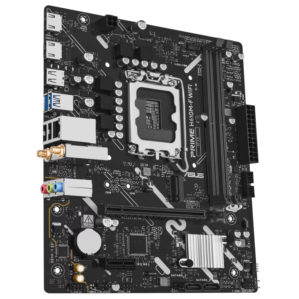 Материнская плата ASUS PRIME H610M-F WIFI H610, LGA1700, 2*DDR5, 4*DDR5, 1*PCIEx16, 1*PCIEx1, 1*M.2, 4*USB3.2Gen1, 5*USB2.0, 2*SATA3.0, 1G, 2*HDMI, M-ATX, RTL — изображение 3