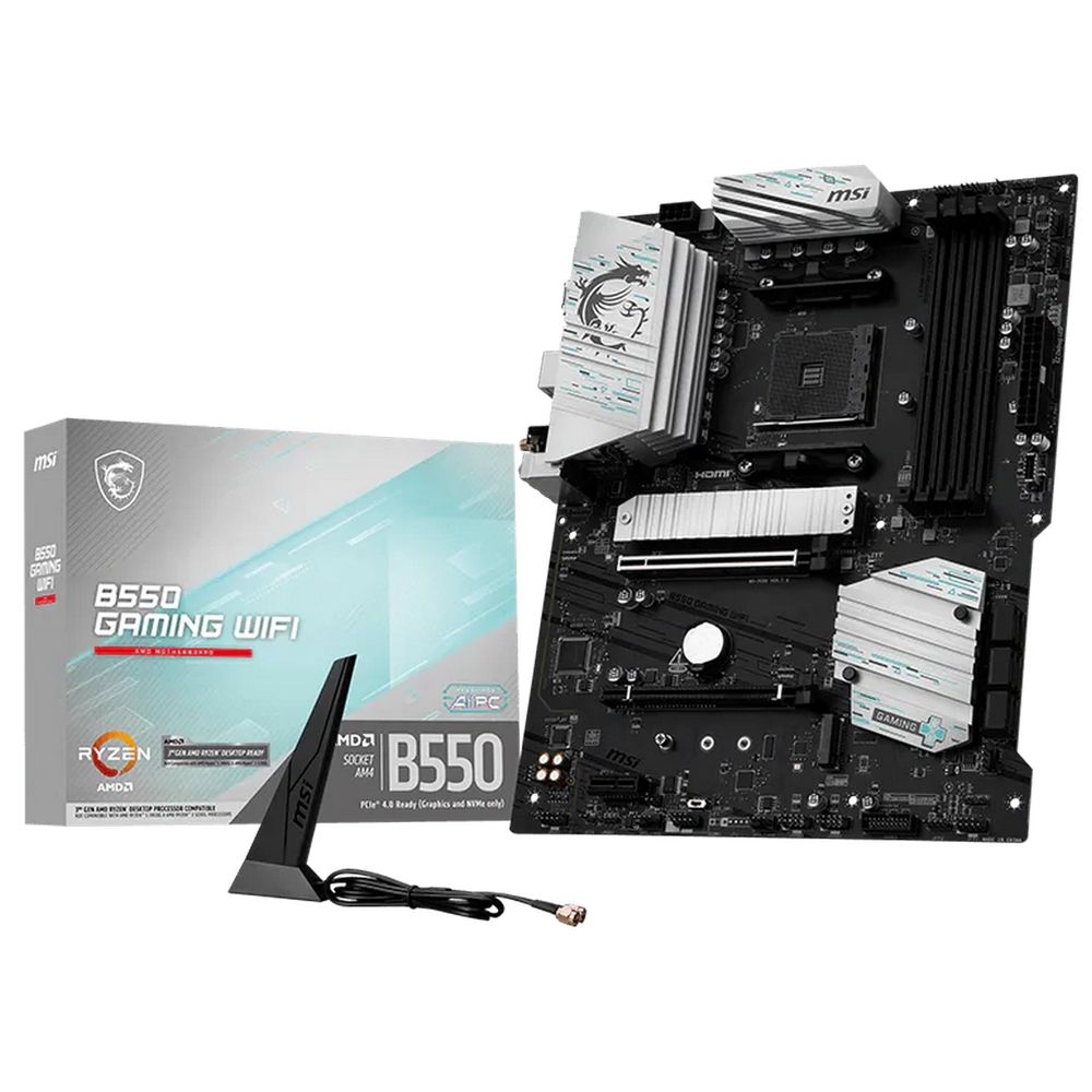 Материнская плата MSI B550 GAMING WIFI B550, AM4, 4*DDR4, 2*PCIEx16, 1*PCIEx1, 2*M.2, 2*TypeC, 1*USB3.2Gen2, 4*USB3.2Gen1, 8*USB2.0, 6*SATA3.0, 1G, DP, HDMI, ATX, RTL