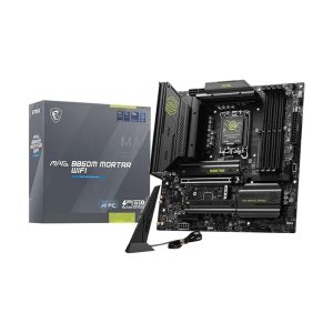 Материнская плата MSI MAG B860M MORTAR WIFI B860, LGA1851, 4*DDR5, 1*PCIEx16, 1*PCIEx4, 3*M.2, 2*TypeC, 3*USB3.2Gen2, 2*USB3.2 Gen1, 8*USB2.0, 4*SATA3.0, 5G, Type-C(DP), DP, HDMI, M-ATX, RTL