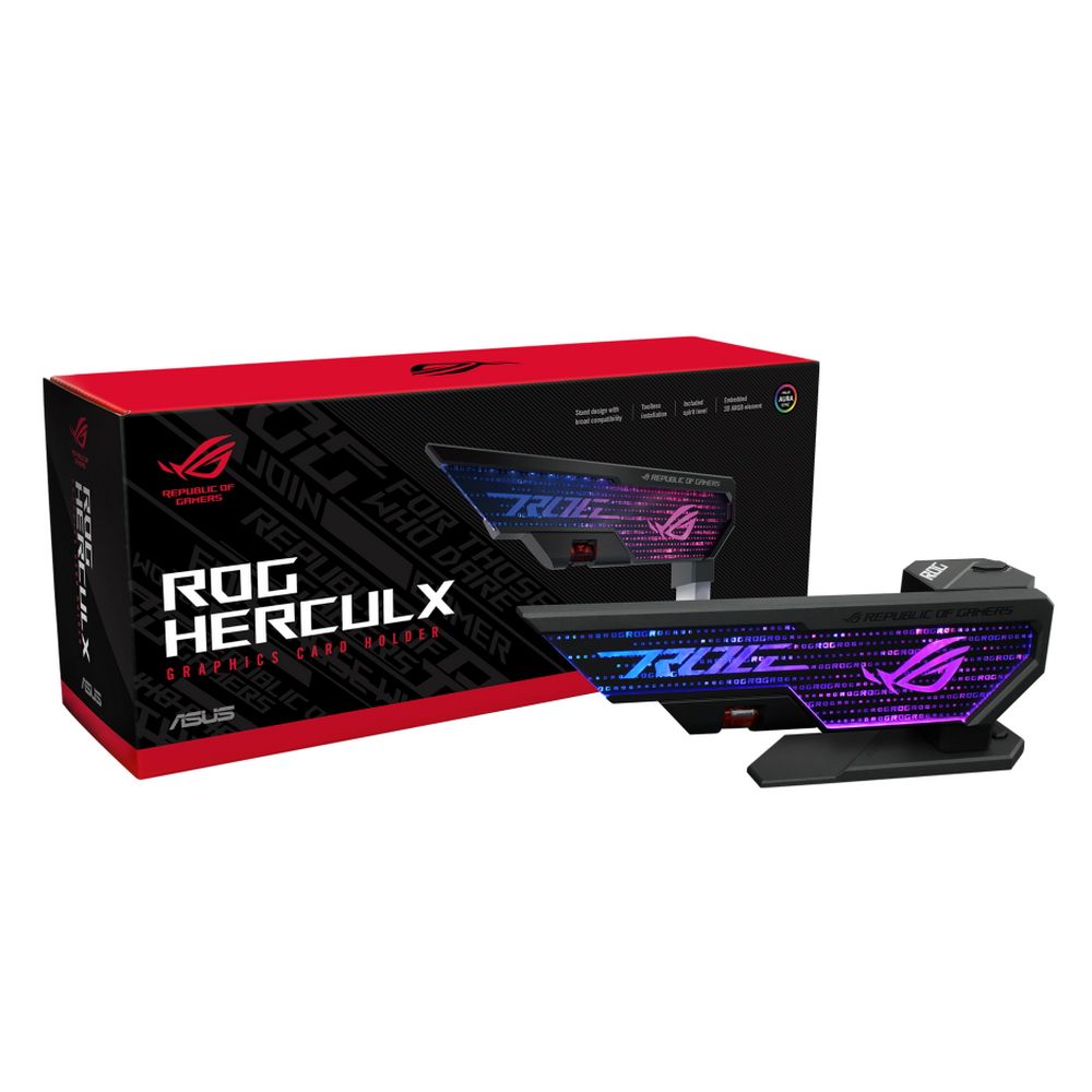 Аксессуары Держатель для видеокарты ASUS XH01/GRY/ARGB/VGA HOLDER XH01 ROG HERCULX GRAPHICS CARD HOLDER — изображение 3