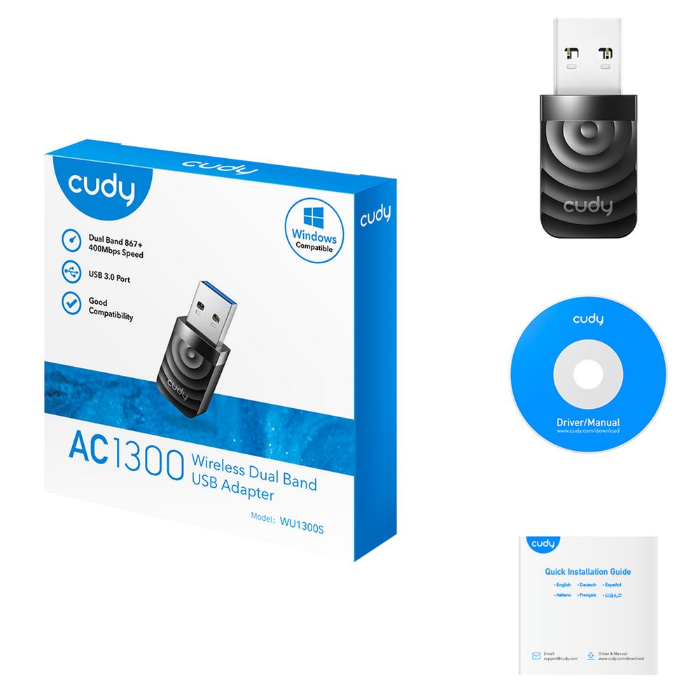 Адаптер беспроводной связи (Wi-Fi) CUDY AC1300 Wi-Fi USB 3.0 Adapter 1300Mbps High Gain Wi-Fi USB 3.0 Adapter, 802.11ac/a/b/g/n, 867Mbps at 5GHz + 400Mbps at 2.4GHz, USB 3.0 — изображение 4
