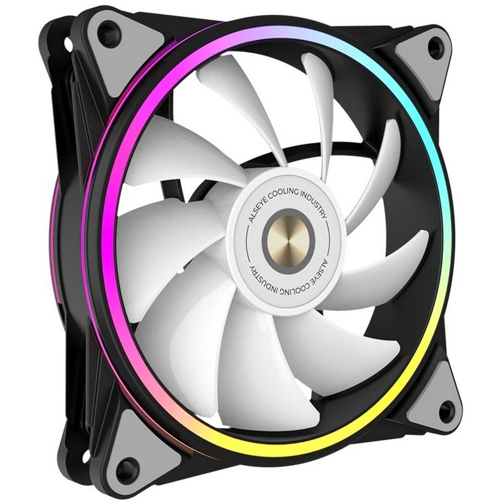 Вентилятор в корпус ALSEYE HALO PRO B-P (rubber screw) FAN 120mm, hydraulic, 800~1800rpm, max 51.87CFM, max 26dBA, ARGB. PWM, Black, RTL — изображение 3