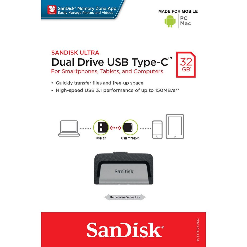 USB накопитель SanDisk Ultra Dual Drive USB Type-C Flash Drive 32GB USB Type-C — изображение 8
