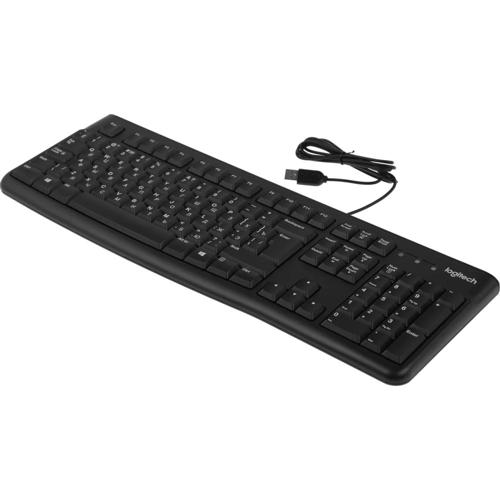 Клавиатура Logitech K120 черная, офисная, 104 клавиши, защита от воды |920-002583| USB 1.5м, RTL — изображение 2