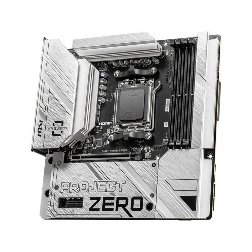 Материнская плата MSI B650M PROJECT ZERO B650, AM5, 4*DDR5, 1*PCIEx16, 1*PCIEx1, 2*M.2, 3*TypeC, 3*USB3.2Gen2, 4*USB3.2Gen1, 6*USB2.0, 4*SATA3.0, 2.5G, DP, HDMI, M-ATX, RTL — изображение 4