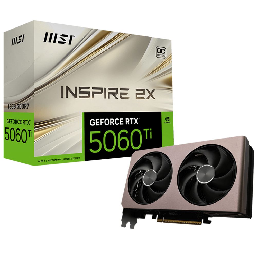 Видеокарта MSI RTX5060Ti INSPIRE 2X OC 16GB GDDR7 128bit 3xDP HDMI 2FAN RTL