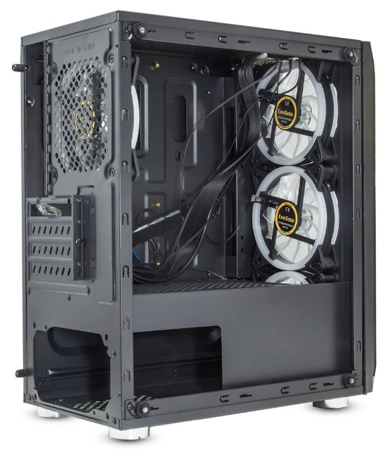 Корпус MINITOWER mATX W/PSU 2xUSB+USB3.0 аудио черный 4x120mm Fan с RGB подсветкой боковая панель - закаленное стекло Mistery R3 EX294383RUS EXEGATE — изображение 3