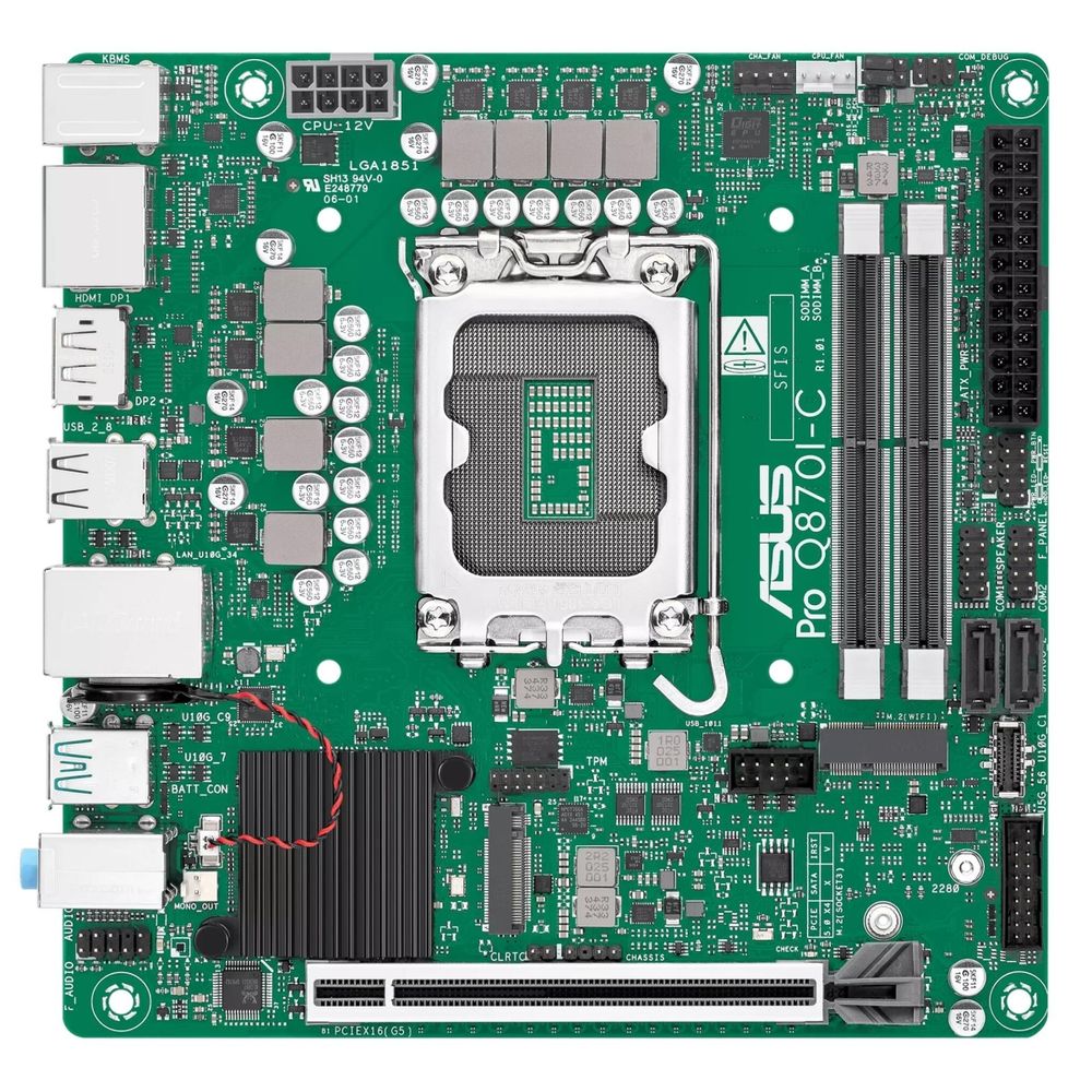 Материнская плата ASUS PRO Q870I-C-CSM LGA1851 mini-ITX 2xDDR5 PCIEx16 M.2 USB-C 2xDP HDMI GLAN — изображение 2