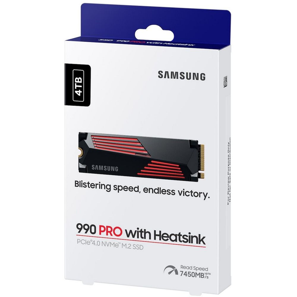 Твердотельный накопитель SSD M.2 2280 4TB Samsung 990 PRO with Heatsink MZ-V9P4T0GW PCIe Gen4x4 with NVMe, 7450/6900, IOPS 1600/1550K, MTBF 1.5M, Samsung V-NAND TLC, 4GB LPDDR4MB, 2400TBW, RTL — изображение 14