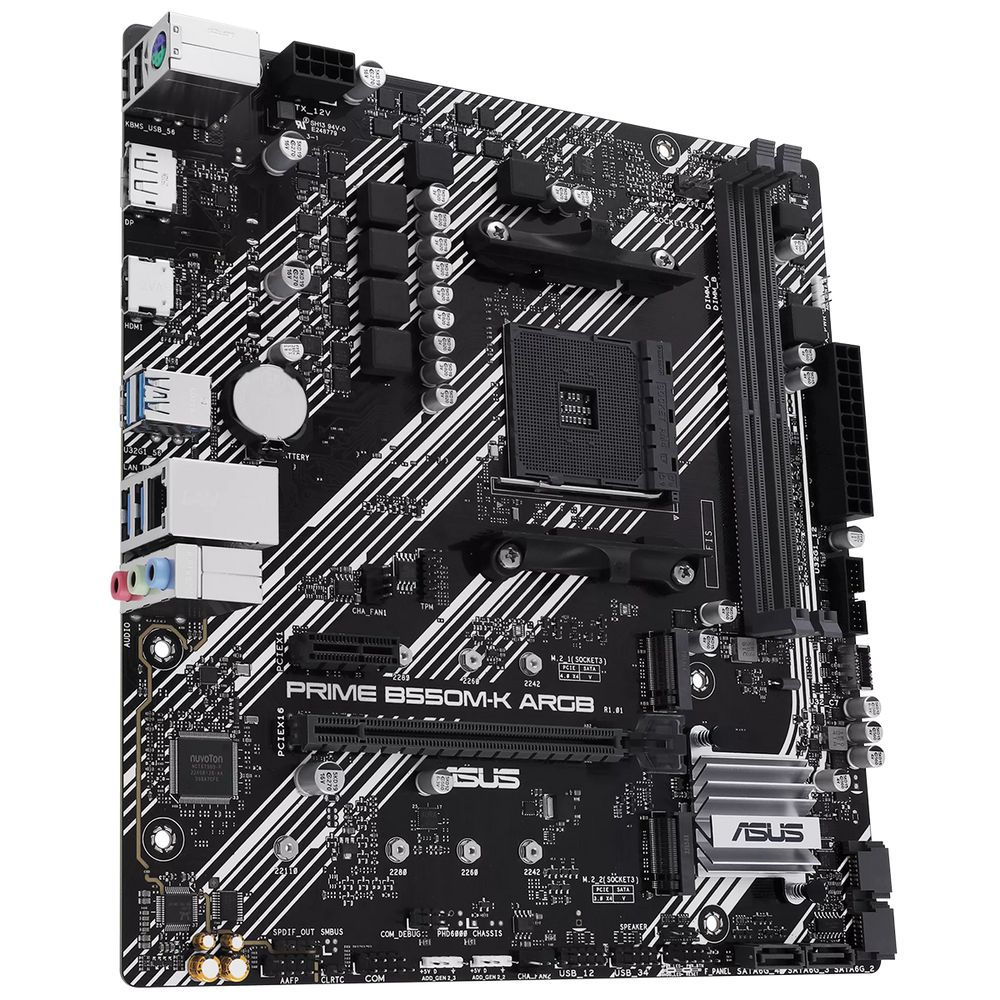 Материнская плата ASUS PRIME B550M-K ARGB AM4 mATX 2xDDR4 PCIEx16 PICEx1 2xM.2 DP HDMI GLAN — изображение 3