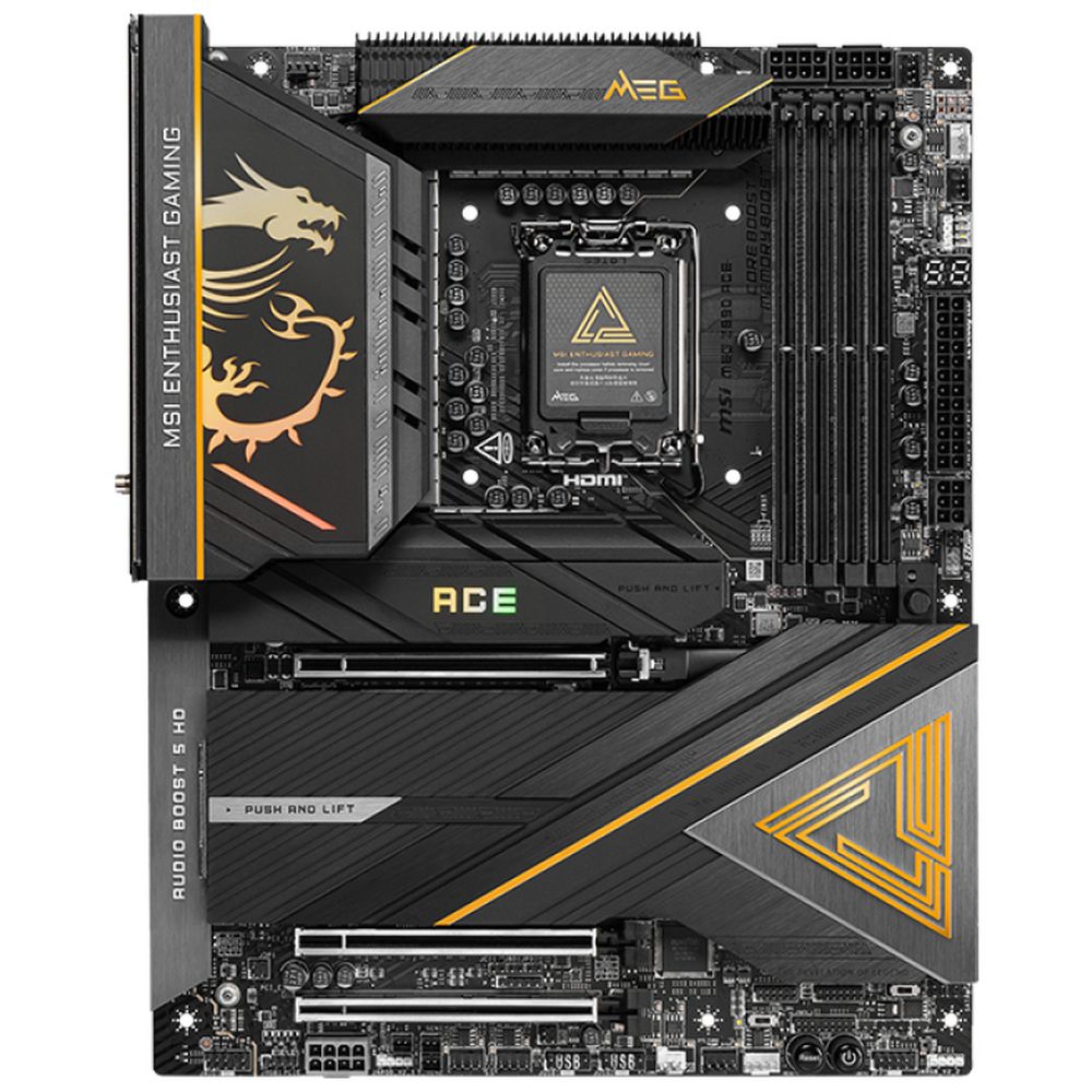 Материнская плата MSI MEG Z890 ACE Z890, LGA1851, 4*DDR5, 3*PCIEx16, 5*M.2, 3*TypeC, 11*USB3.2Gen2, 4*USB3.2Gen1, 4*USB2.0, 4*SATA3.0, 10G, 2*Type-C(DP), HDMI, ATX, RTL — изображение 2