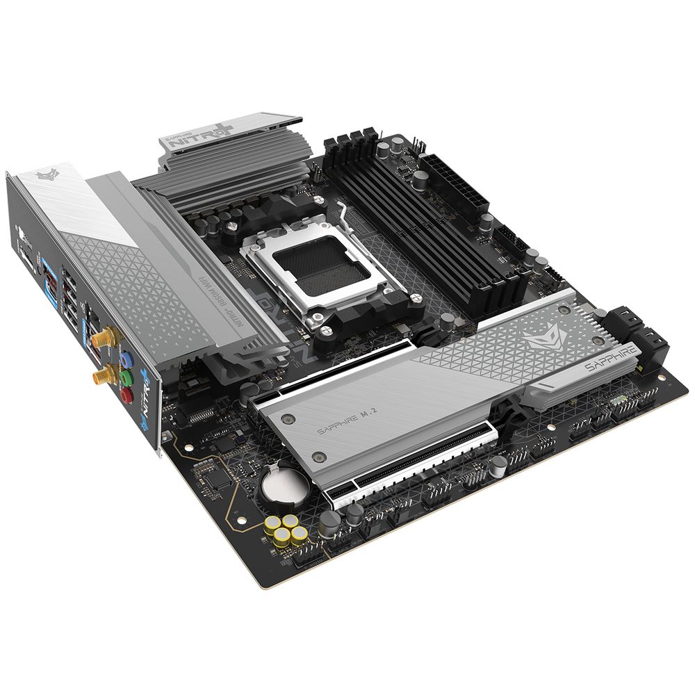 Материнская плата Sapphire B850M NITRO+ WIFI B850, AM5, 4*DDR5, 2*PCIEx16, 2*M.2, 2*TypeC, 3*USB3.2Gen2, 2*USB3.2Gen1, 6*USB2.0, 4*SATA3.0, 2.5G, DP, HDMI, M-ATX, RTL — изображение 6