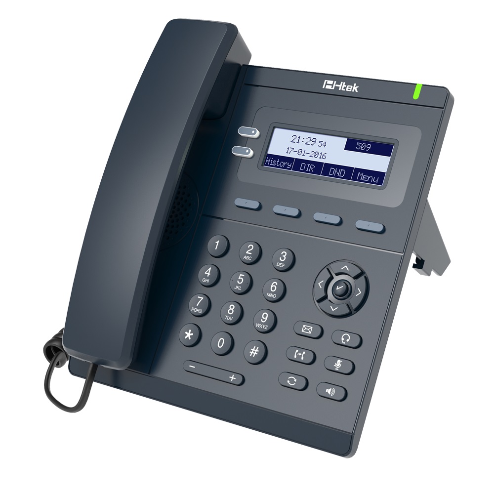 IP-телефон начального уровня, до 2 SIP-аккаунтов, монохромный ЖКД 3.1" 132*48 пикс. с подсветкой, HD-звук, 4 прогр. клав., BLF/BLA, БЕЗ PoE, БП в комплекте