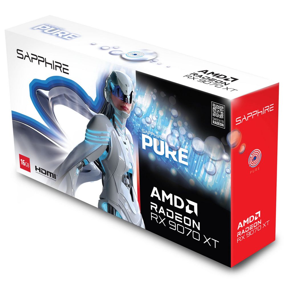 Видеокарта Sapphire RX9070XT PURE OC 16GB GDDR6 256bit 2xDP 2xHDMI 3FAN RTL — изображение 8