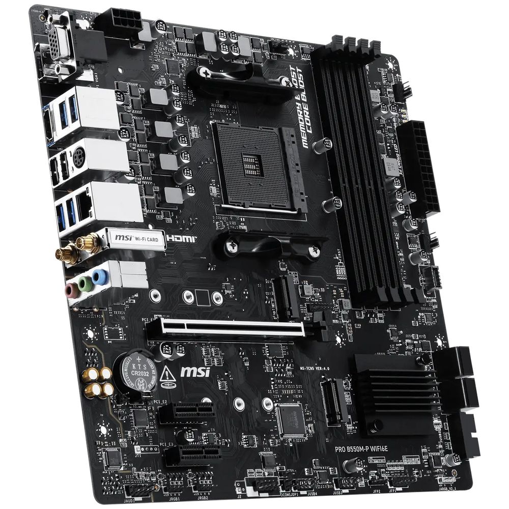 Материнская плата MSI PRO B550M-P WIFI6E B550, AM4, 4*DDR4, 1*PCIEx16, 2*PCIEx1, 2*M.2, 1*TypeC, 6*USB3.2Gen1, 6*USB2.0, 4*SATA3.0, 1G, VGA, DP, HDMI, ATX, RTL — изображение 4