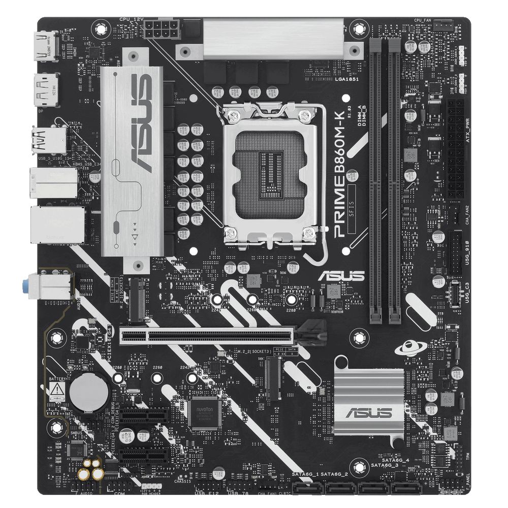Материнская плата ASUS PRIME B860M-K LGA1851 mATX 2xDDR5 PCIEx16 2xPCIEx1 2xM.2 DP HDMI 2.5GLAN — изображение 3
