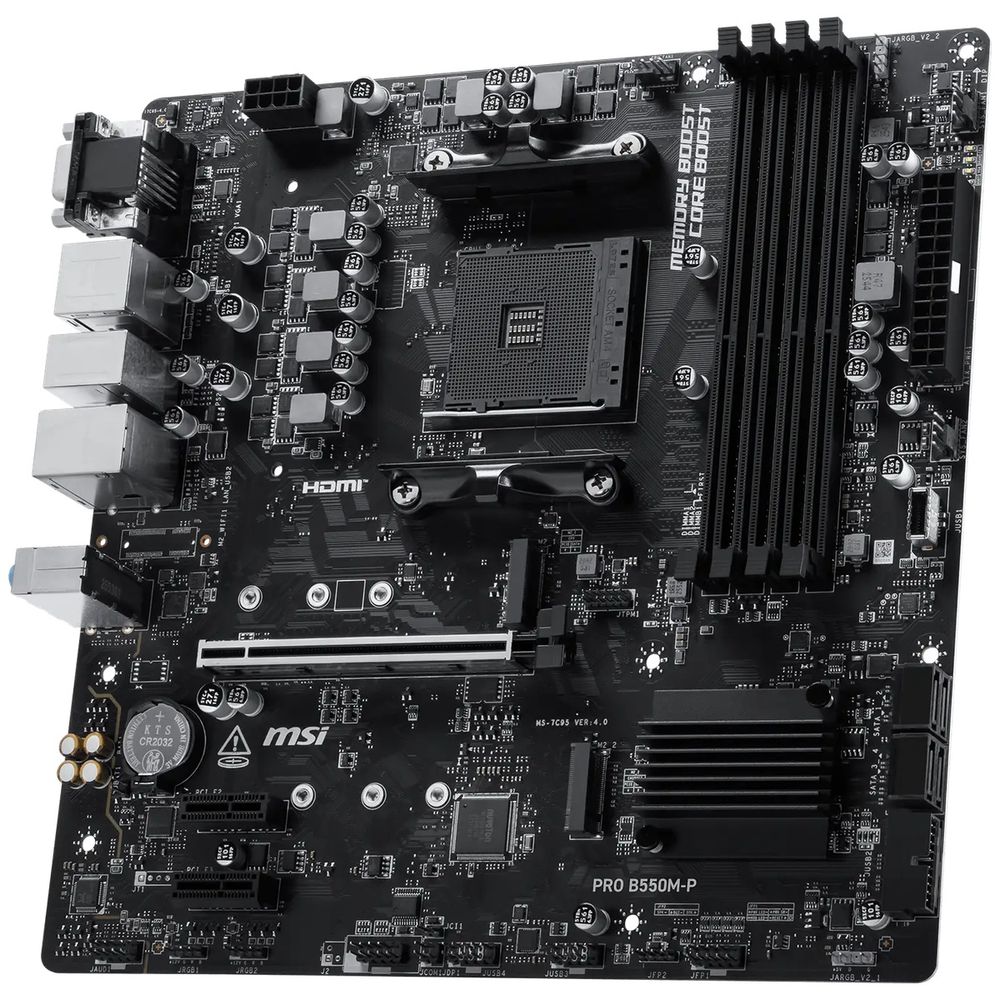 Материнская плата MSI PRO B550M-P B550, AM4, 4*DDR4, 1*PCIEx16, 2xPCIEx1, 2*M.2, 6*USB3.2 Gen1, 6*USB2.0, 4*SATA3, 1G, VGA, DP, HDMI, M-ATX, RTL — изображение 3