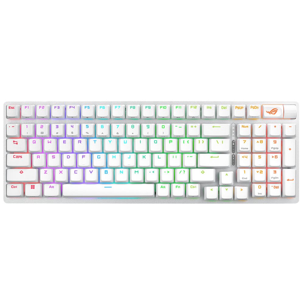 Клавиатура ASUS X901 STRIX SCOPE II 96 WL WHT ROG NX Snow PBT 96% USB 2.4GHz BT — изображение 3