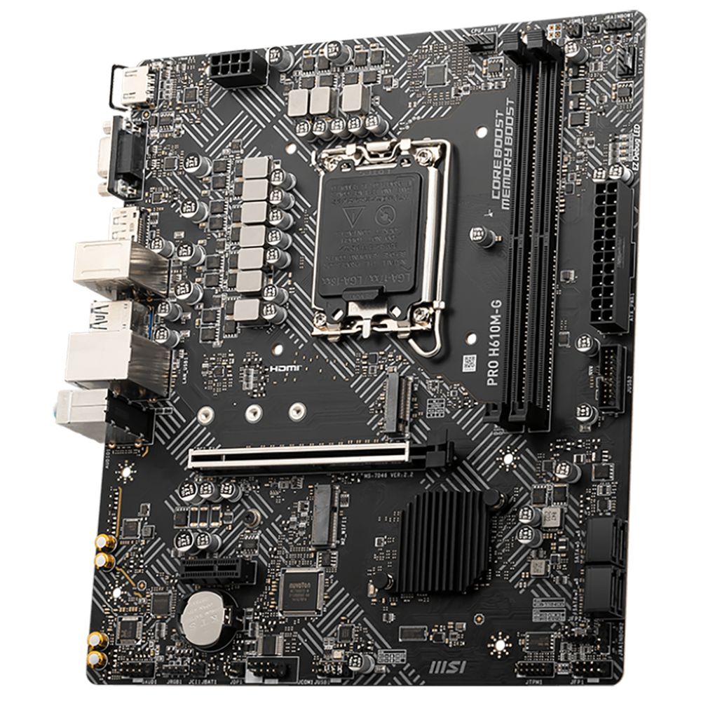 Материнская плата MSI PRO H610M-G H610, LGA1700, 2*DDR5, 1*PCIEx16, 1*PCIEx1, 1*M.2, 4*USB3.2Gen1, 6*USB2.0, 4*SATA3.0, 1G, VGA, DP, HDMI, M-ATX, BULK — изображение 4