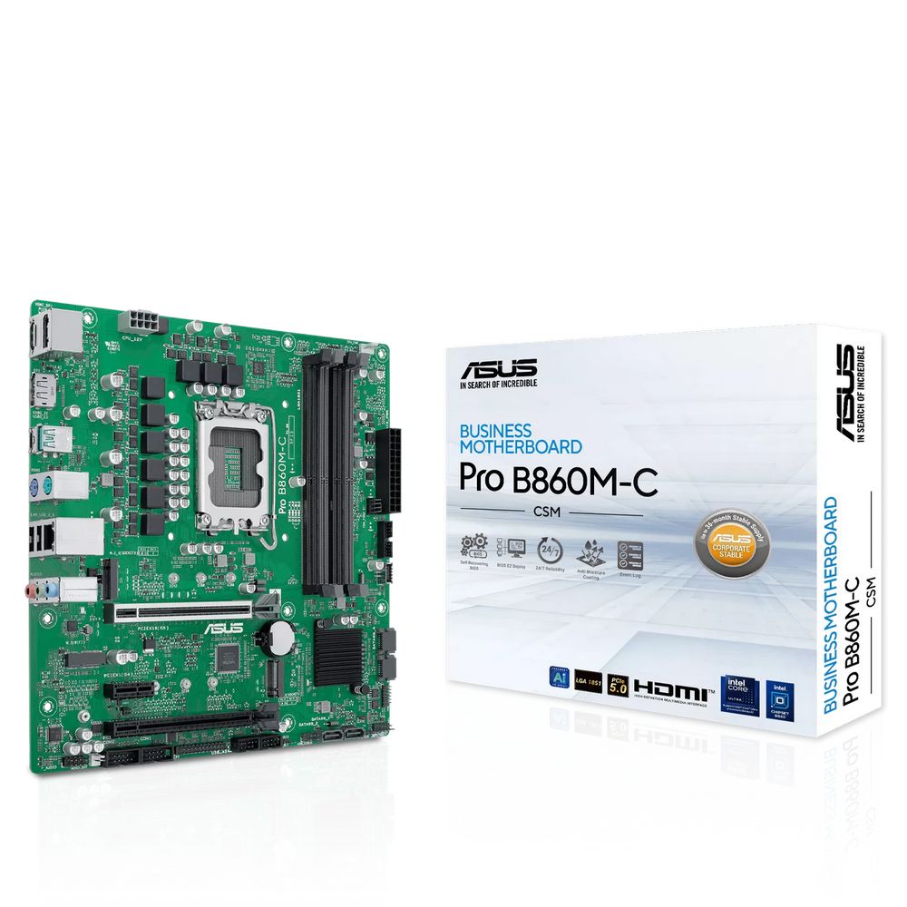 Материнская плата ASUS PRO B860M-C-CSM LGA1851 mATX 4xDDR5 2xPCIEx16 PCIEx1 USB-C 2xDP HDMI 2xM.2 GLAN