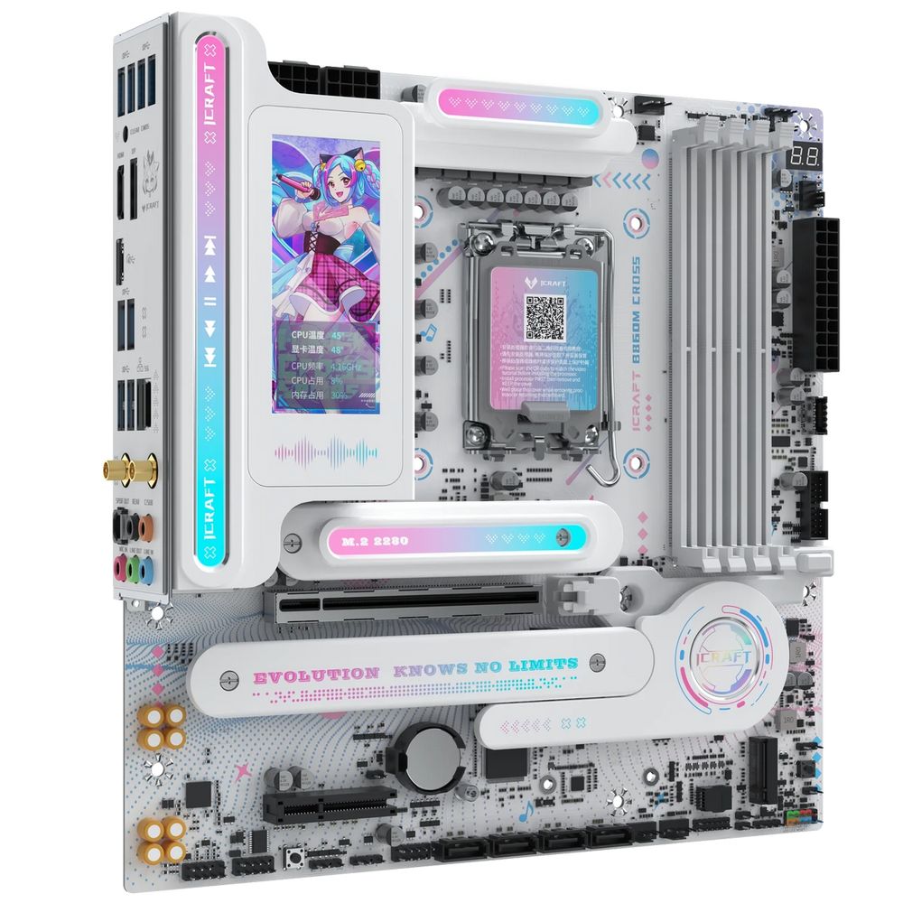 Материнская плата Maxsun MS-iCraft B860M CROSS PRO B860, LGA1851, 4*DDR5, 1*PCIEx16, 1*PCIEx4, 3*M.2, 1*TypeC, 8*USB3.2Gen2, 2*USB3.2Gen1, 3*USB2.0, 4*SATA3.0, 5G, Type-C(DP), DP, HDMI, M-ATX, RTL — изображение 3