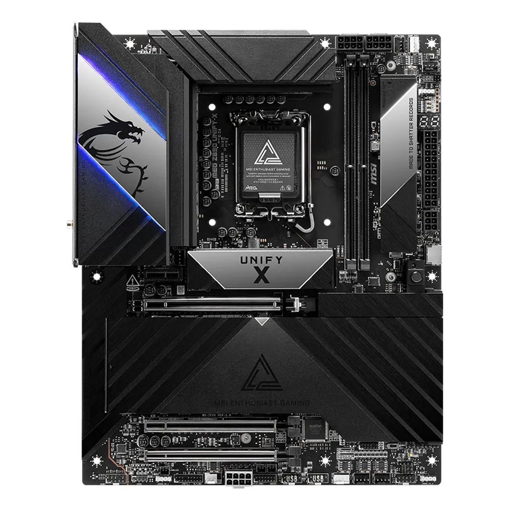 Материнская плата MSI MEG Z890 UNIFY-X Z890, LGA1851, 2*DDR5, 3*PCIEx16, 1*PCIEx1, 6*M.2, 2*TypeC, 8*USB3.2Gen2, 4*USB3.2Gen1, 8*USB2.0, 6*SATA3.0, 5G, 2*Type-C(DP), ATX, RTL — изображение 2