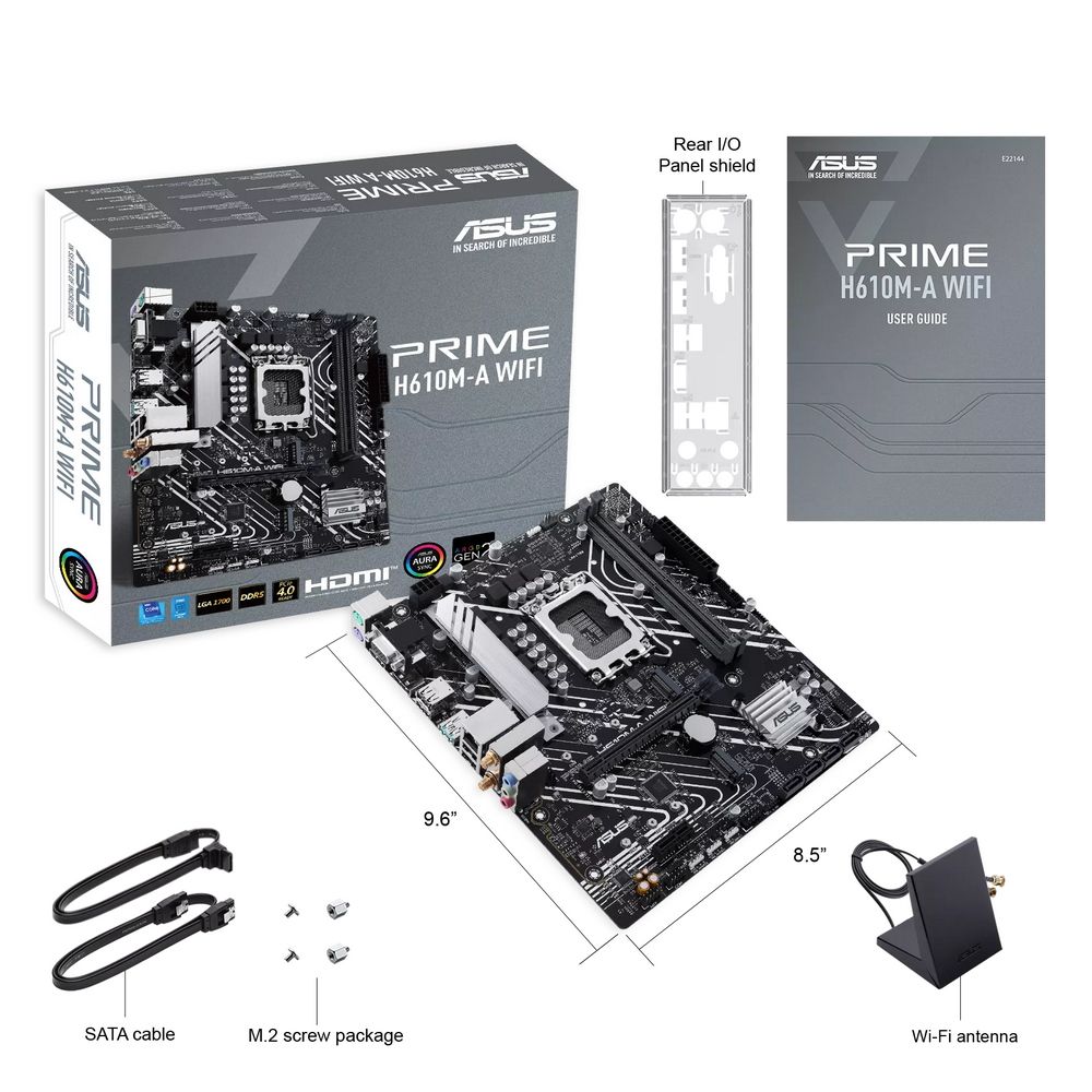Материнская плата ASUS PRIME H610M-A WIFI LGA1700 mATX 2xDDR5 PCIEx16 PCIEx1 2xM.2 DP HDMI VGA GLAN Wi-Fi 5 — изображение 6
