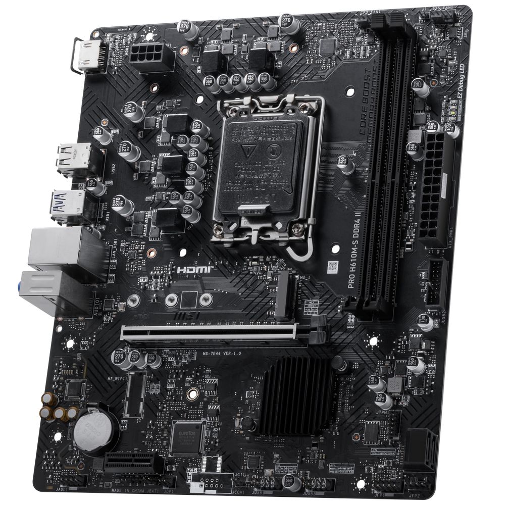 Материнская плата MSI PRO H610M-S DDR4 II H610, LGA1700, 2*DDR4, 1*PCIEx16, 1*PCIEx1, 1*M.2, 4*USB3.2Gen1, 8*USB2.0, 2*SATA3.0, 1G, HDMI, M-ATX, RTL — изображение 3