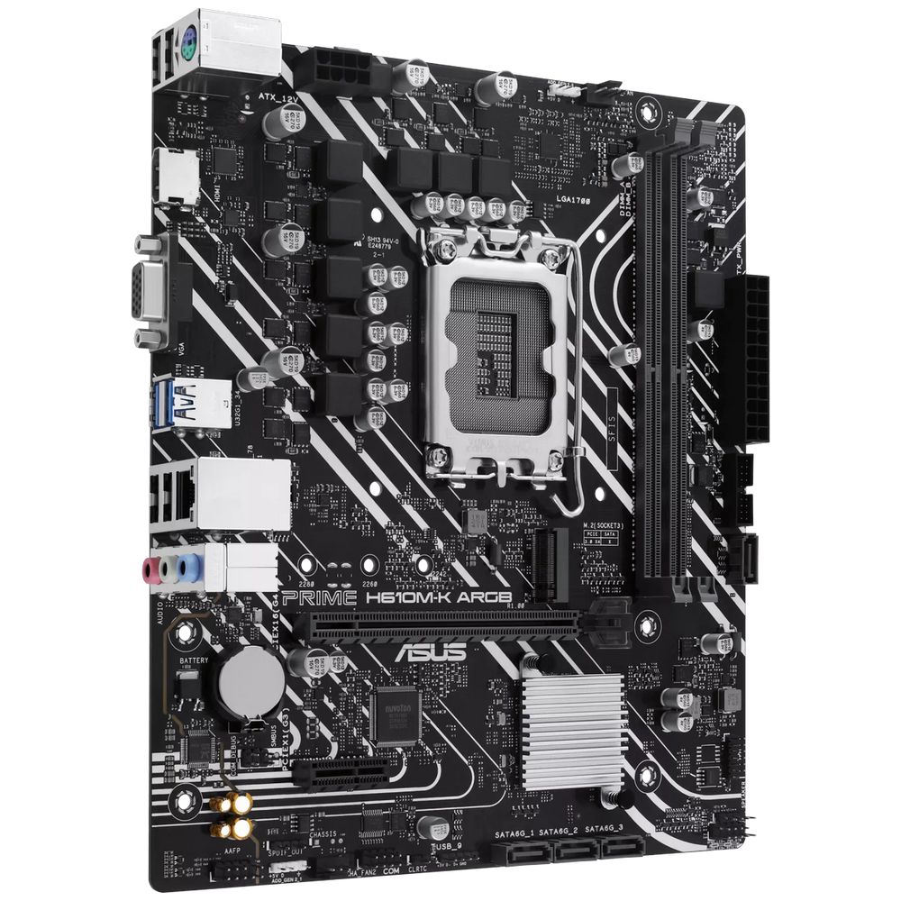 Материнская плата ASUS PRIME H610M-K ARGB H610, LGA1700, 2*DDR5, 1*PCIEx16, 1*PCIEx1, 1*M.2, 2*USB3.2Gen2, 1*USB3.2Gen1, 6*USB2.0, 4*SATA3.0, 1G, VGA, HDMI, M-ATX, RTL — изображение 3