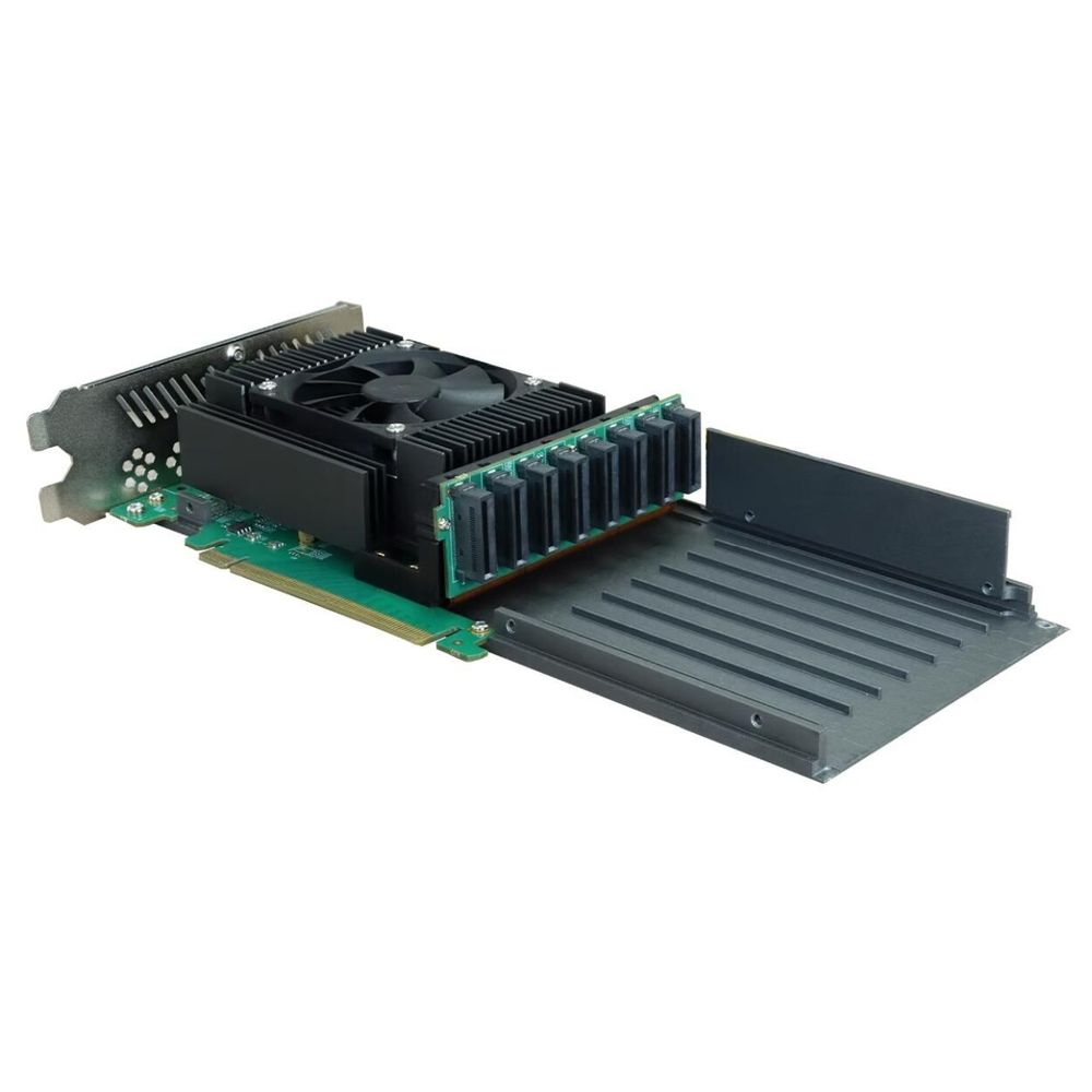 Плата расширения HighPoint SSD7749M2, PCIe 4.0 x16, Ports: 16x M.2 (2242/2260/2280), Board: Double Width, Full Height, Full Length, Bootable, RAID: 0,1,10 ADD IN CARD — изображение 2