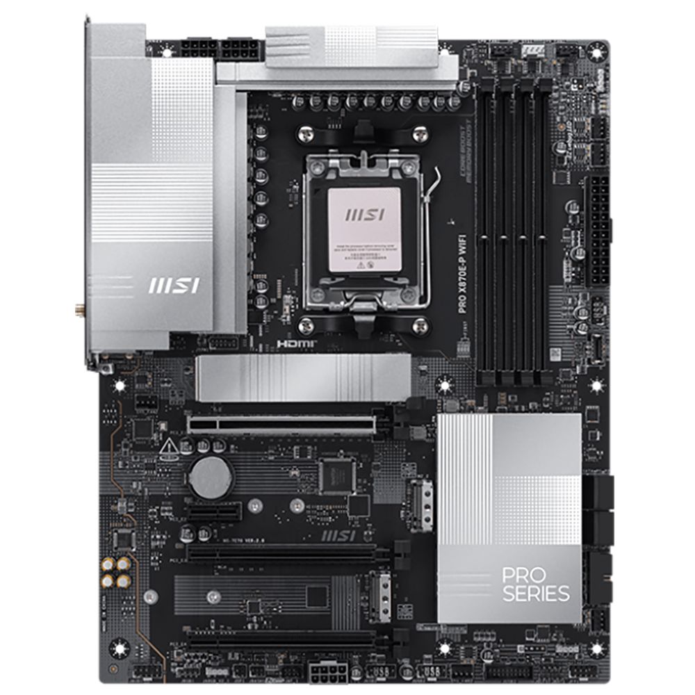 Материнская плата MSI PRO X870E-P WIFI X870E, AM5, 4*DDR5, 3*PCIEx16, 1*PCIEx1, 3*M.2, 2*TypeC, 2*USB3.2Gen2, 6*USB3.2Gen1, 10*USB2.0, 4*SATA3.0, 5G, Type-C(DP), HDMI, ATX, RTL — изображение 3