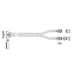 Кабель DiliVing DLMC74-8871 Cable MCIO x8 74P (прямой Straight Type)  -TO-  2x Slimline SAS x4 38P (SFF8654, прямой Straight Type) , 85 Ohm, L:80cm