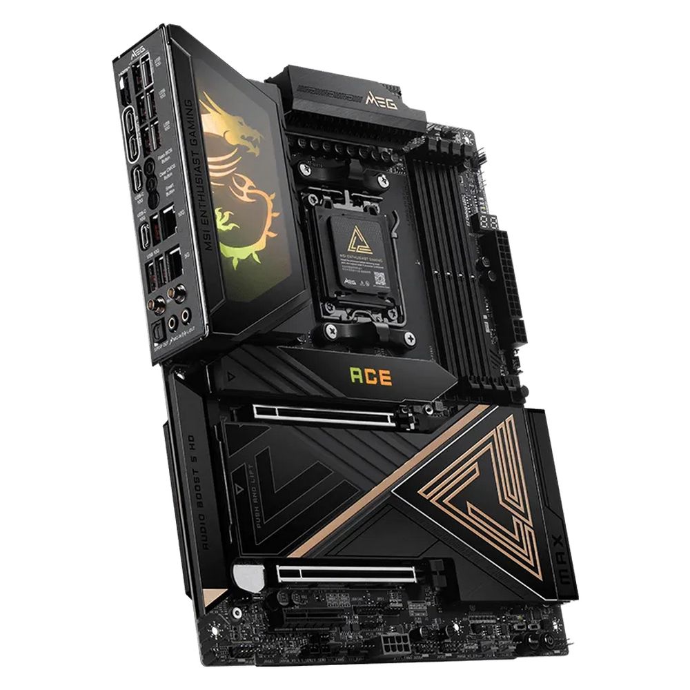 Материнская плата MSI MEG X870E ACE MAX X870E, AM5, 4*DDR5, 2*PCIEx16, 1*PCIEx4, 5*M.2, 3*TypeC, 9*USB3.2Gen2, 4*USB3.2Gen1, 4*USB2.0, 4*SATA3.0, 10G, 5G, 2*Type-C(DP), HDMI, ATX, RTL — изображение 4