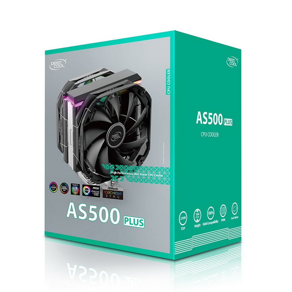 Вентилятор Deepcool AS500 PLUS RTL {6} (727071) (Height 164mm, 6mm x 5pcs, Fan 140mm*2, 500;1200RPM ±10%, < 29.2 dB(A), 4-pin PWM, TDP 220W, Screw, Socket AMD AM4, Intel LGA 2066/2011-v3/2011/1700/1200/115x) {8} — изображение 11