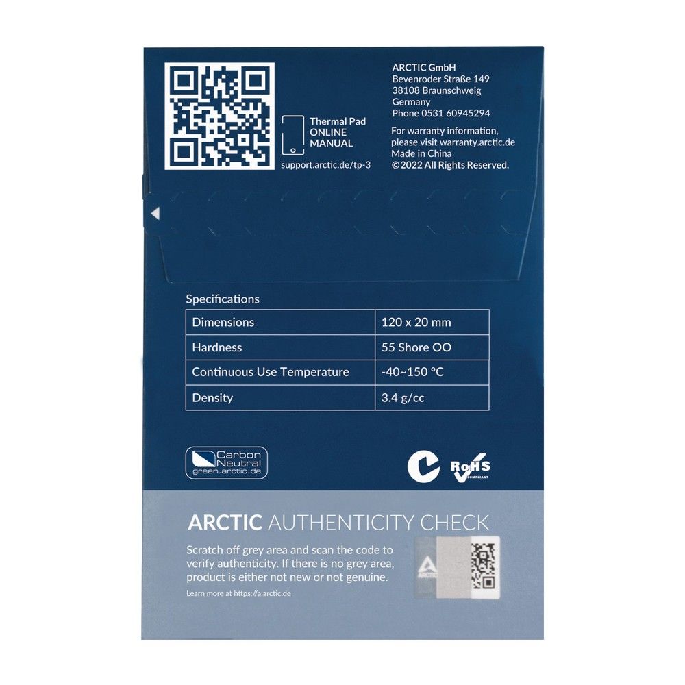 Термопрокладка Arctic Cooling Thermal pad 120x20mm, 0.5mm - 4 Pack TP-3 (ACTPD00055A) — изображение 6