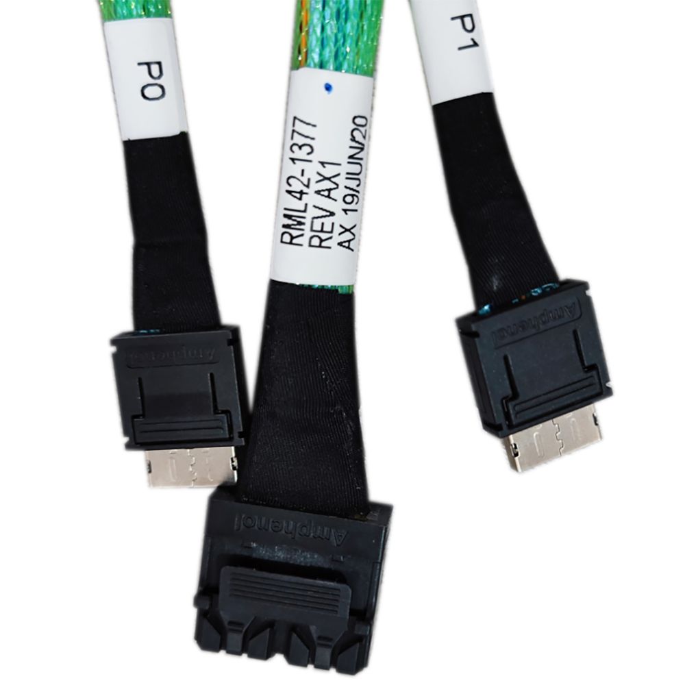 Кабель Amphenol RML42-1377 2х HD MiniSAS (SFF8643) to 2х OCuLink (SFF8611), 90cm — изображение 3