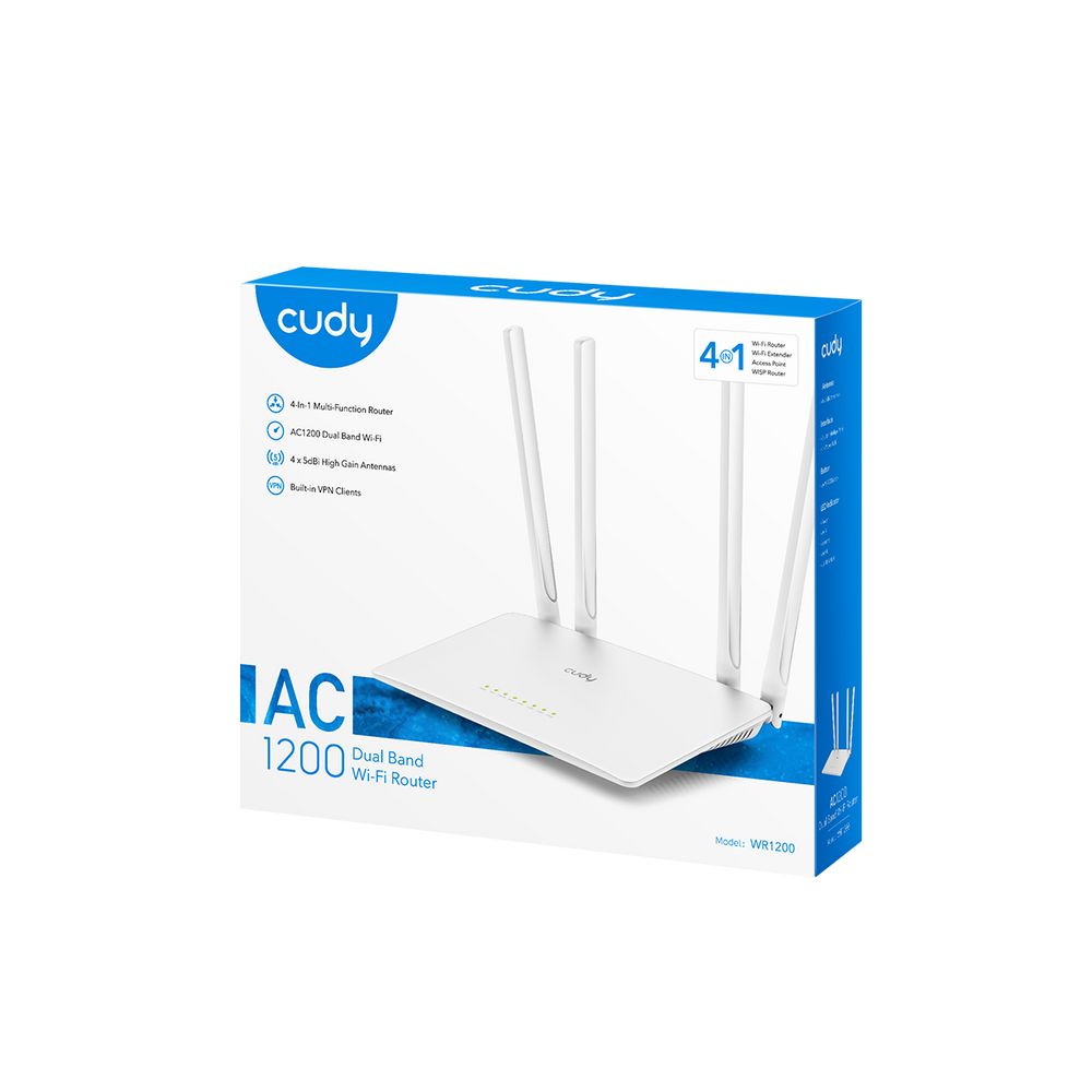 Маршрутизатор CUDY AC1200 Wi-Fi Router Dual Band, Chipset MediaTek, 802.11ac/a/b/g/n, 867Mbps at 5GHz + 300Mbps at 2.4GHz, 5 × 10/100Mbps Ports, WiFi router/AP/ Repeater/WISP Mode,4 5dBi fixed antennas, WPA3, Guest network, WPS, DDNS, VPN Client, IPv6,TR069/TR098/TR111/TR18 — изображение 6