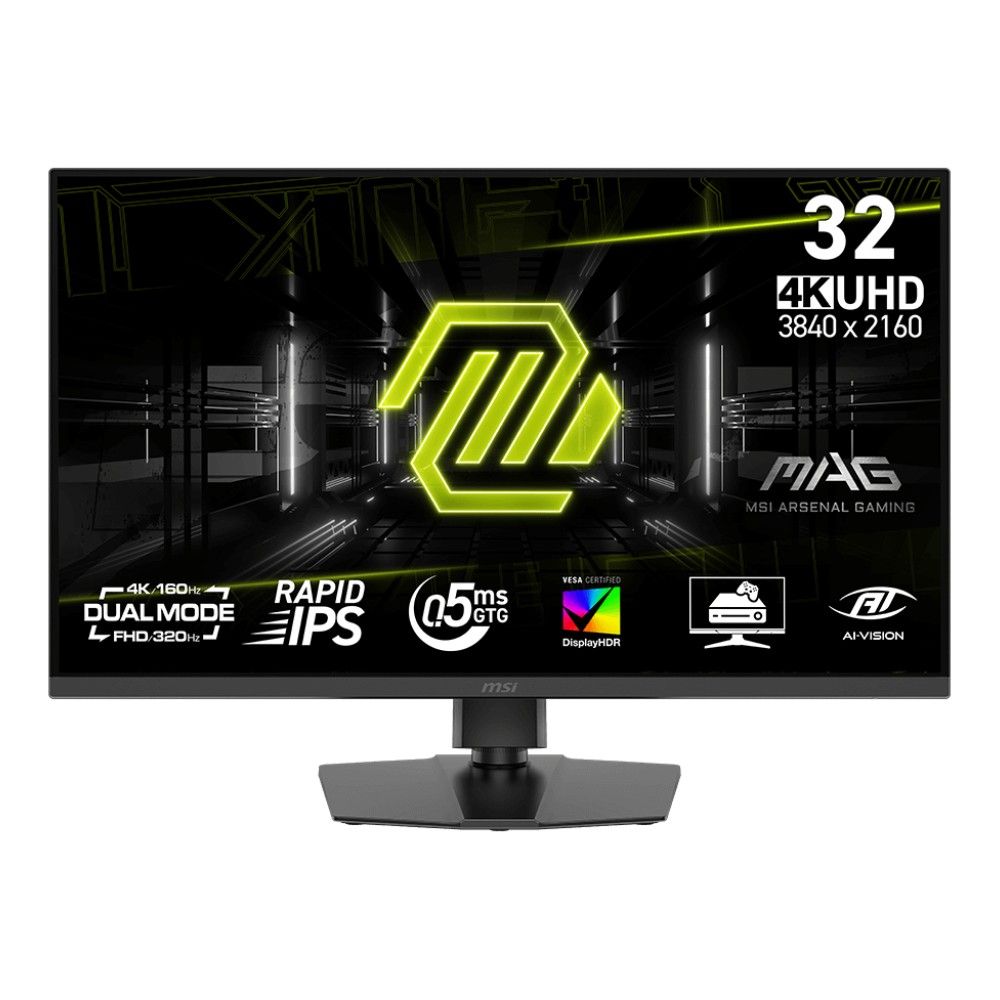 Монитор 31.5" MSI MAG 322URDF E16 Rapid IPS, 3840x2160/1920x1080, 160Hz/320Hz, 0,5ms, 400сd/m, 1000:1, HDR10 | 2xHDMI(2.1), DP(1.4a), 2xUSB2.0 | HAS, Swivel, InPSU, Vesa 100, Black