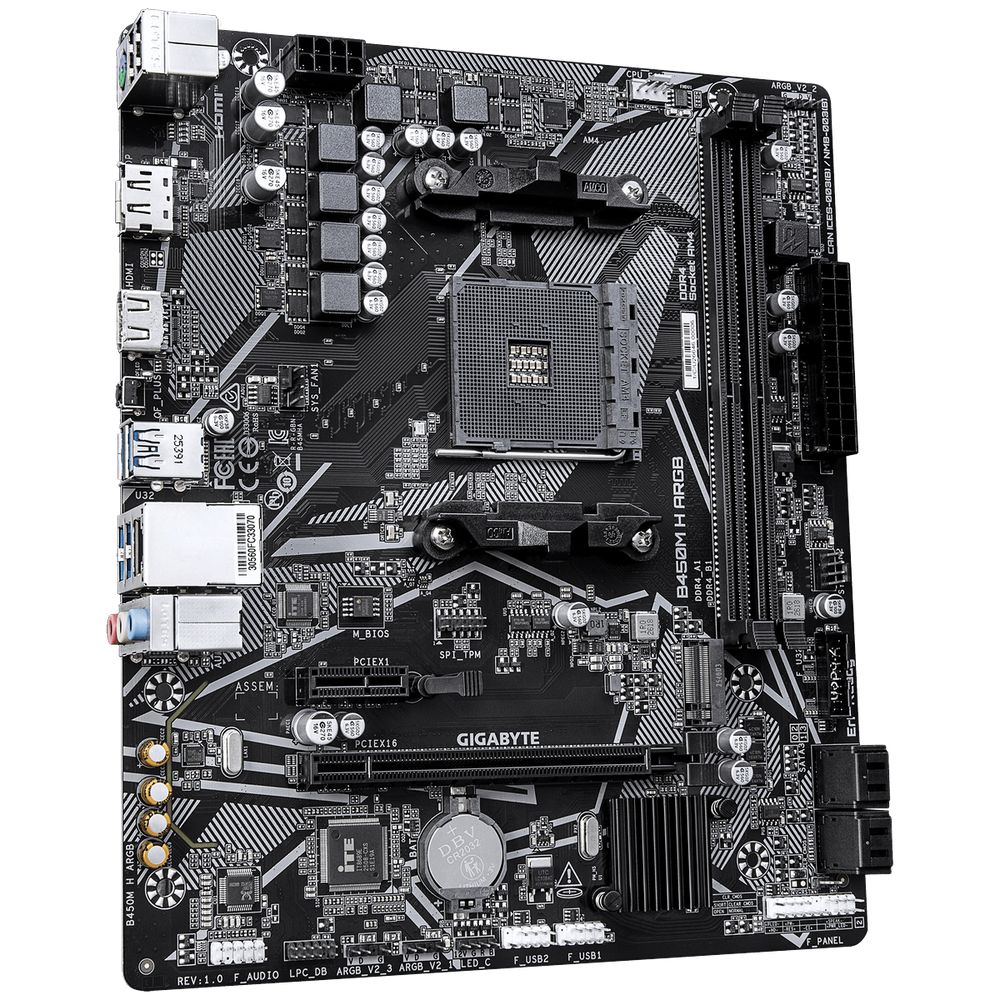Материнская плата Gigabyte B450M H ARGB B450, AM4, 2*DDR4, 1*PCIEx16, 1*PCIEx1, 1*M.2, 6*USB3.2Gen1, 6*USB2.0, 4*SATA3.0, 1G, DP, HDMI, M-ATX, RTL — изображение 3
