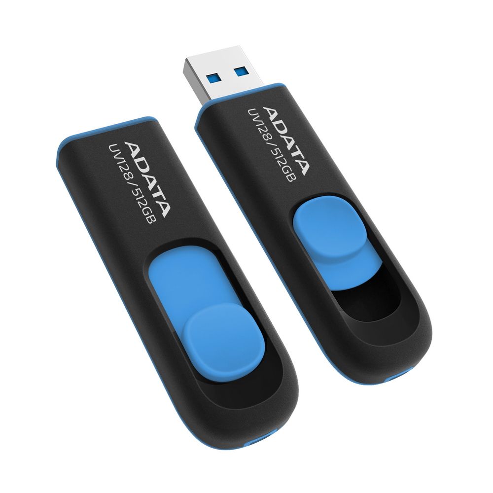 USB накопитель ADATA 512GB USB 3.2 Gen1 AUV128-512G-RBE Black/Blue, Performance (Max.): Up to 100MB/s read — изображение 2